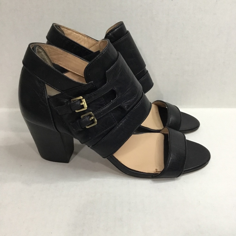 BCBGeneration Black Leather Ankle Strap Heel/Pump